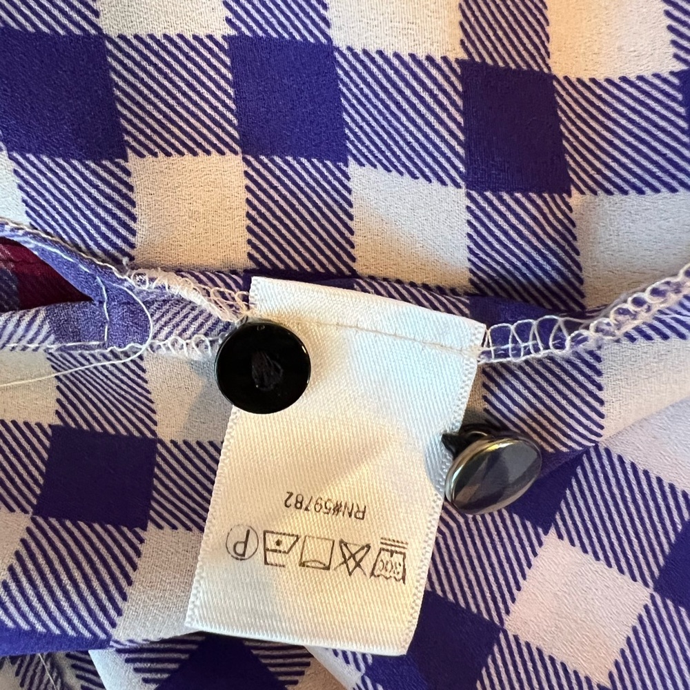 Adrianna Papell Plaid Drawstring Waist Dress Purple Blue Large 12 14 16 - Picture 11 of 14